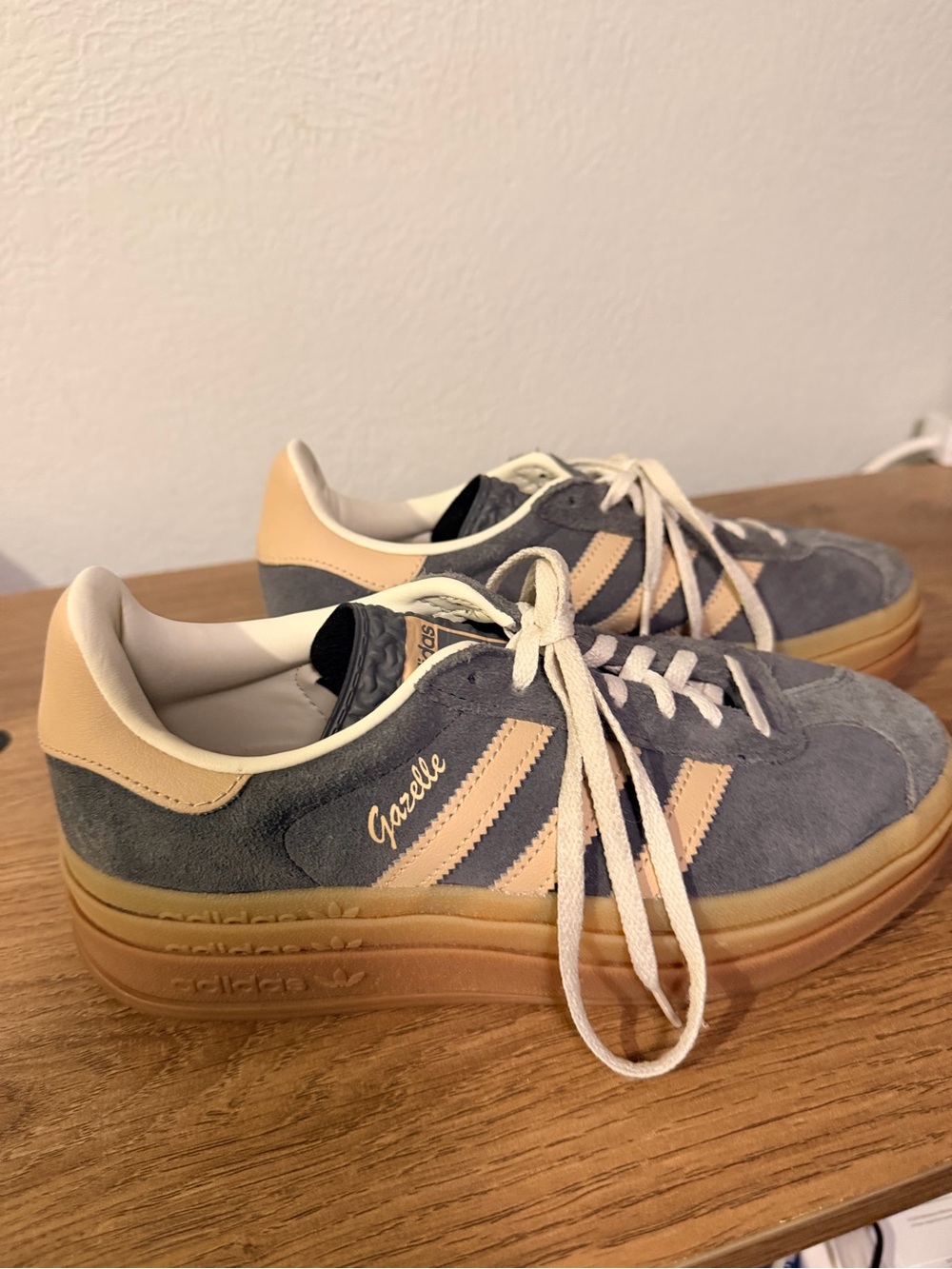 adidas Women’s Gazelle Suede Sneakers in Slate Blue & Cream - Picture 2 of 6